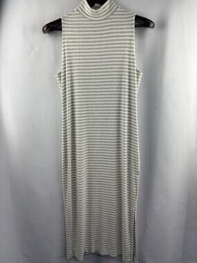 Women’s Banana Republic Small White & Gray Striped Sleeveless Maxi Dress